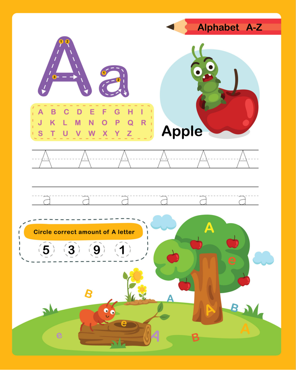 Alphabet Colorful Activity Worksheet