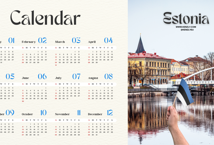 Printable Calendar for Estonia in 2024