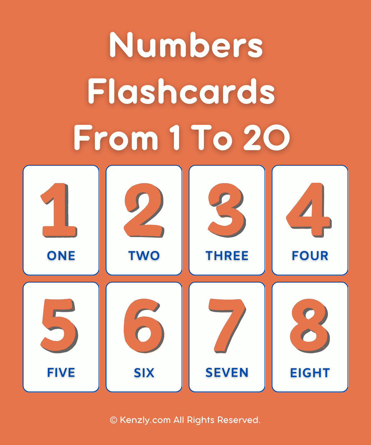 Numbers Flashcards From 1 To 20