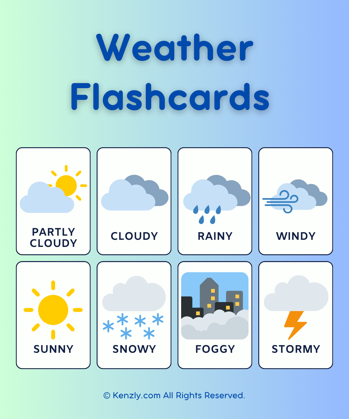 Illustrative English Weather Flashcards