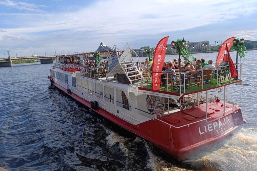 1 Hour Sunset Rīga River Cruise on Jelgava Liepaja Boat